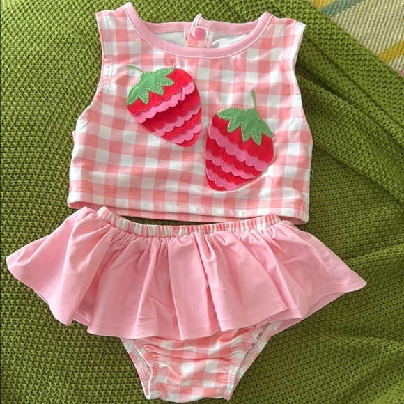 Toddler Strawberry Swimsuit Set - Picture 3 of 10